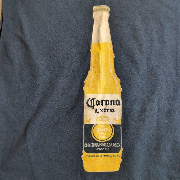 Corona Extra Men's Navy Blue Tank Top Logo and Beer Graphic Print, Size Medium - Picture 4 of 6